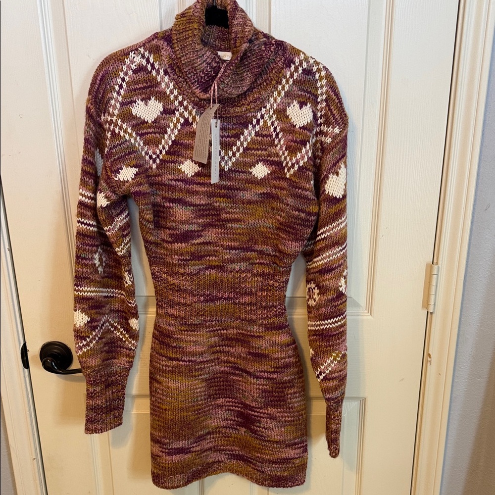 LoveShackFancy Purple and Cream Knit Dress
